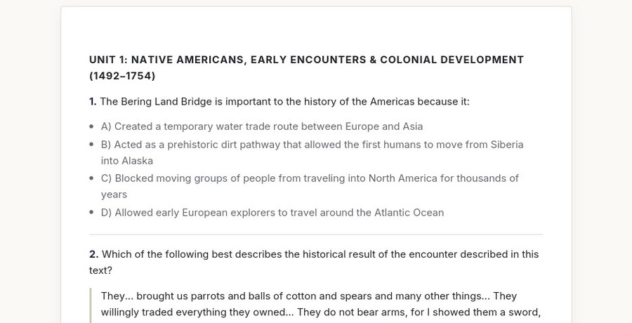 Original Grade 7 Social Studies Final Exam excerpt