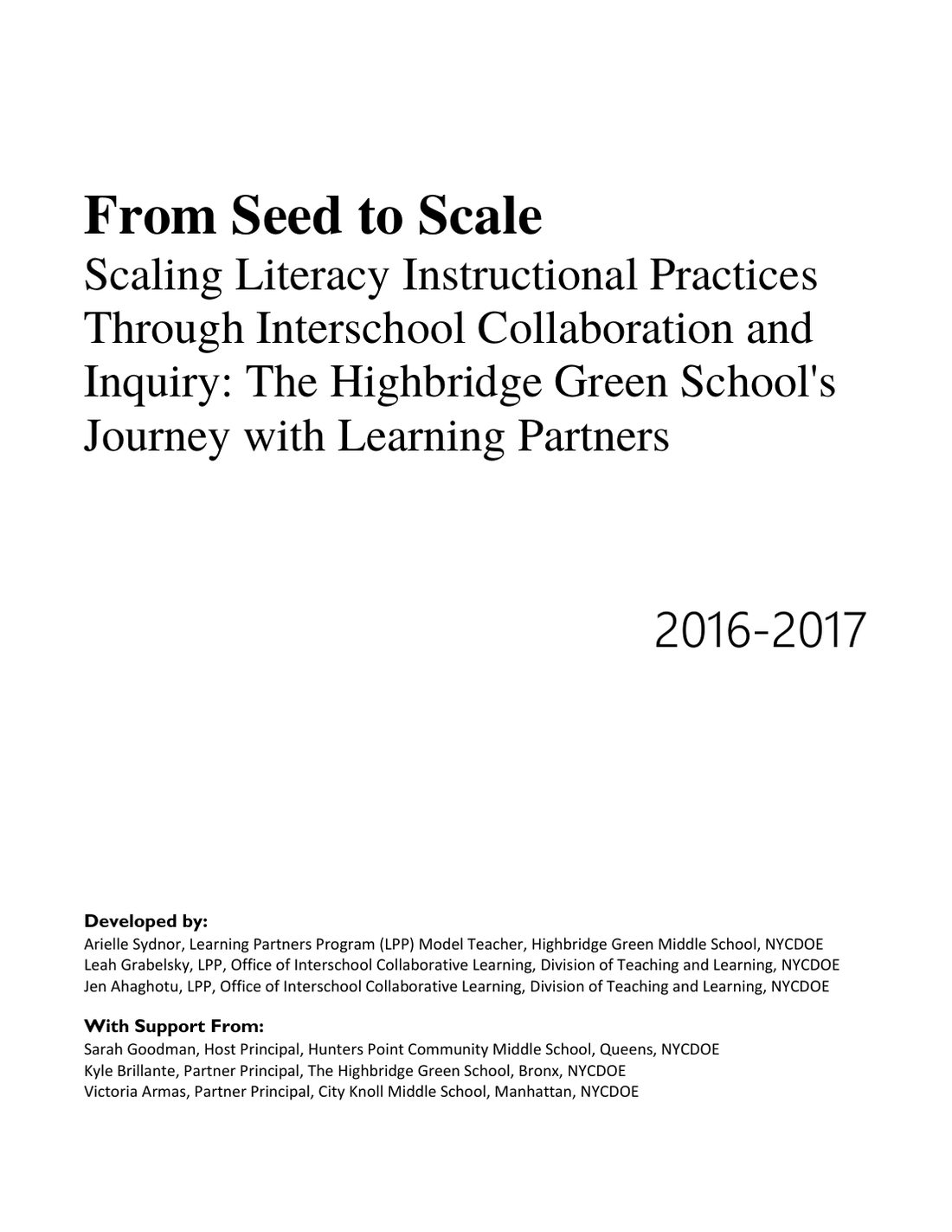 From Seed to Scale: The Highbridge Green School, page 1