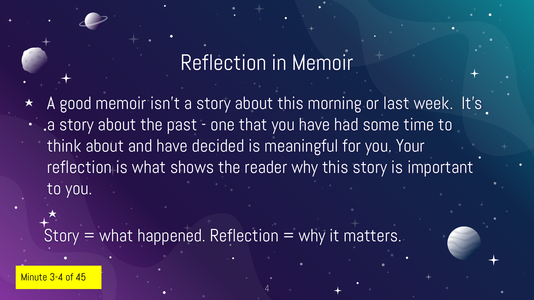 Lesson 11: Adding Reflection in Memoir, slide 4 of 12