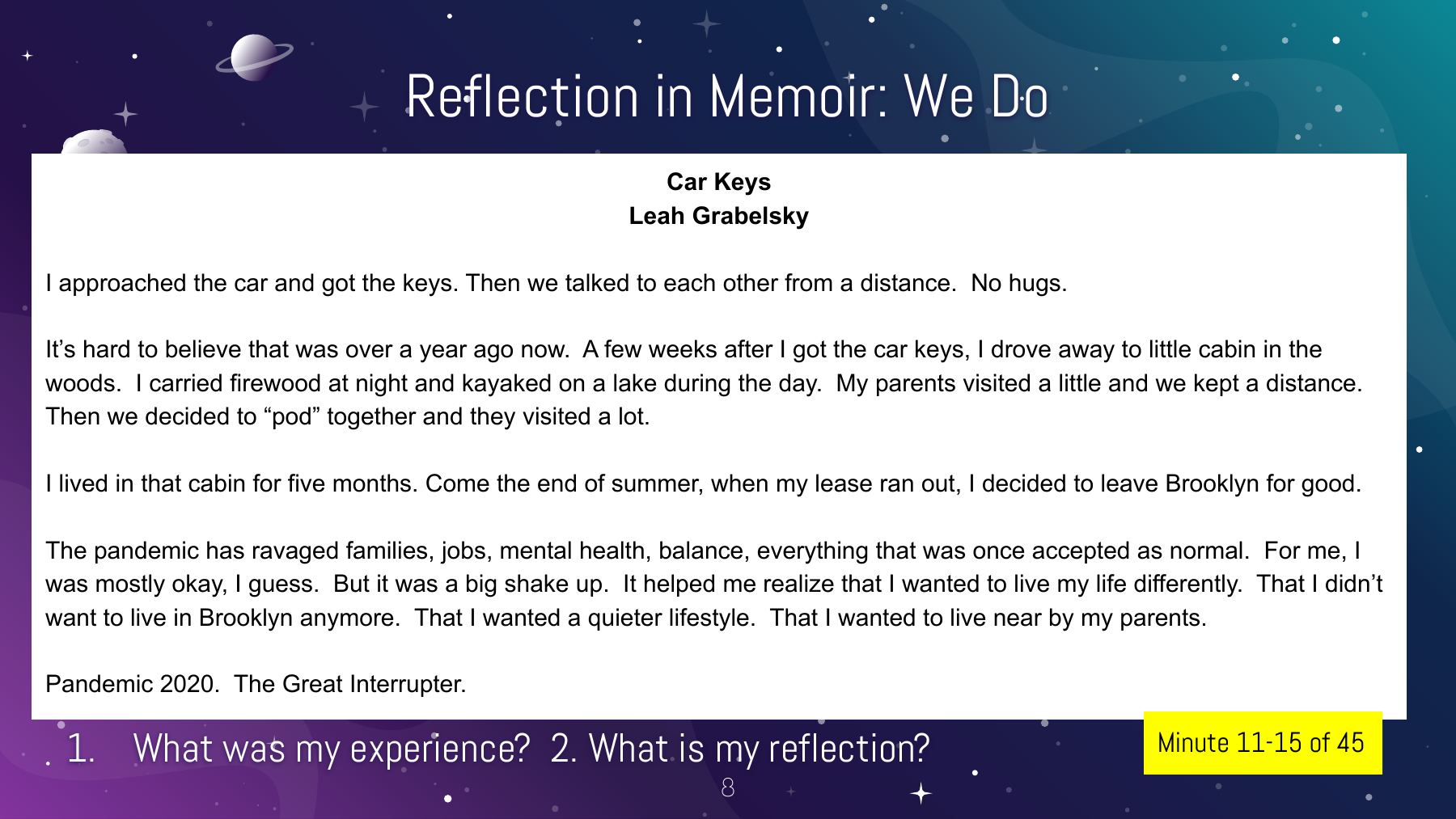 Lesson 11: Adding Reflection in Memoir, slide 8 of 12