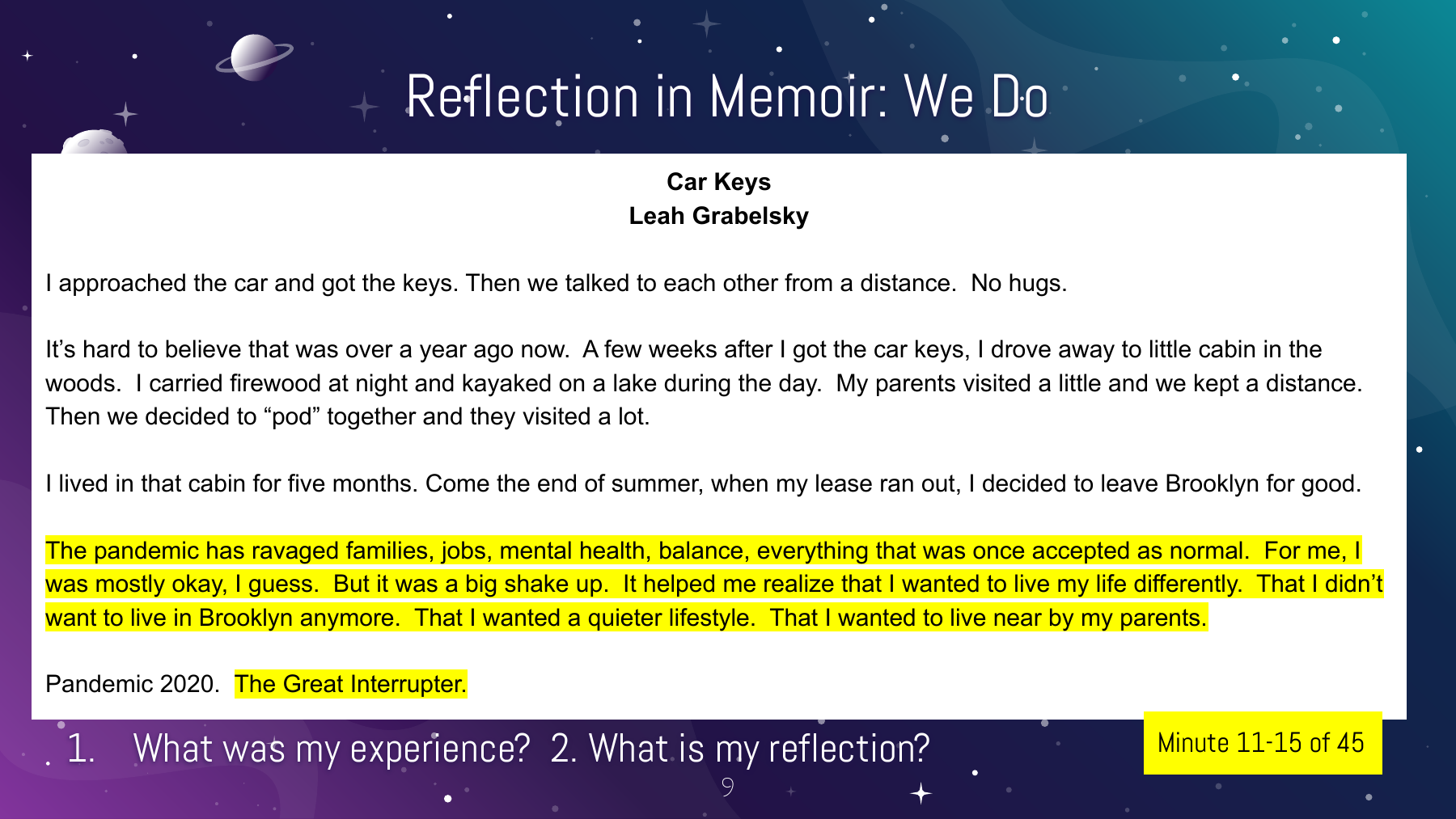 Lesson 11: Adding Reflection in Memoir, slide 9 of 12