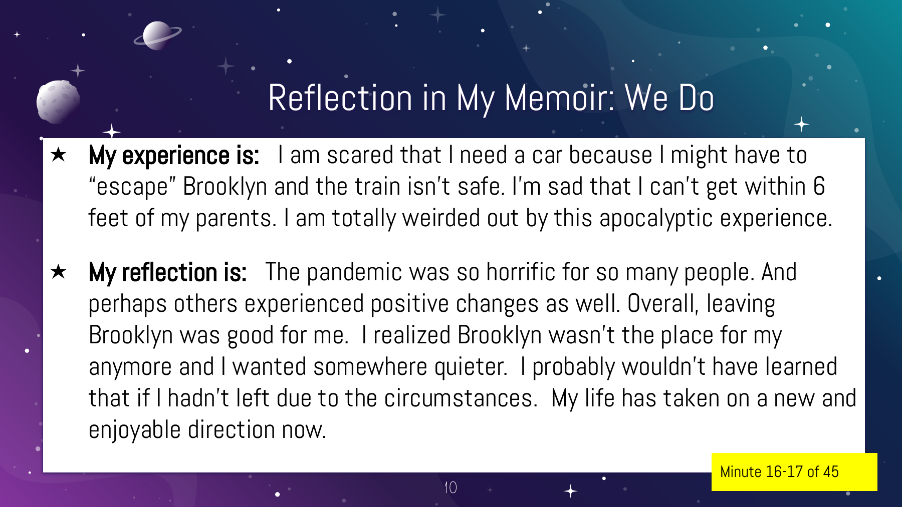 Lesson 11: Adding Reflection in Memoir, slide 10 of 12