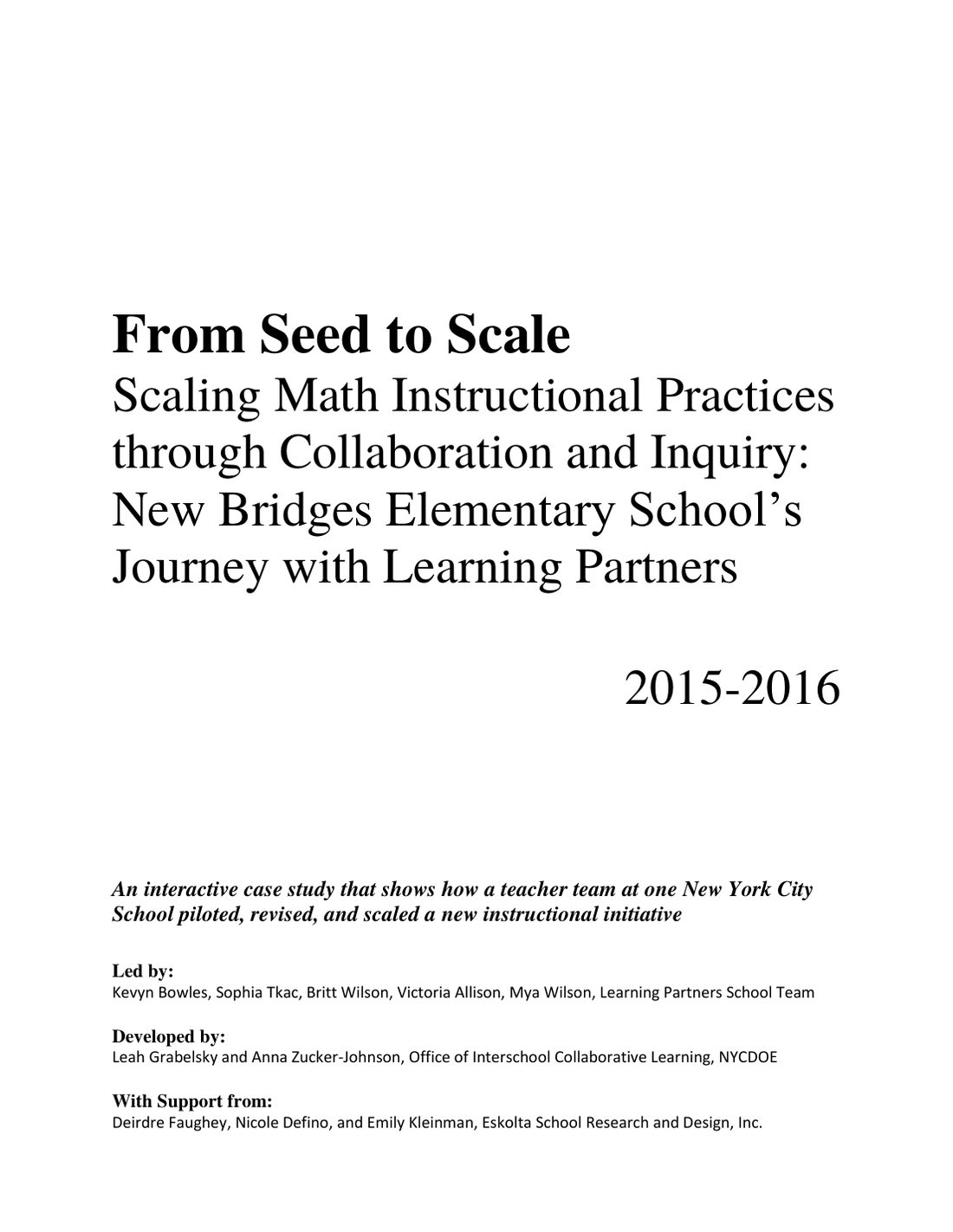From Seed to Scale: New Bridges Elementary School, page 1
