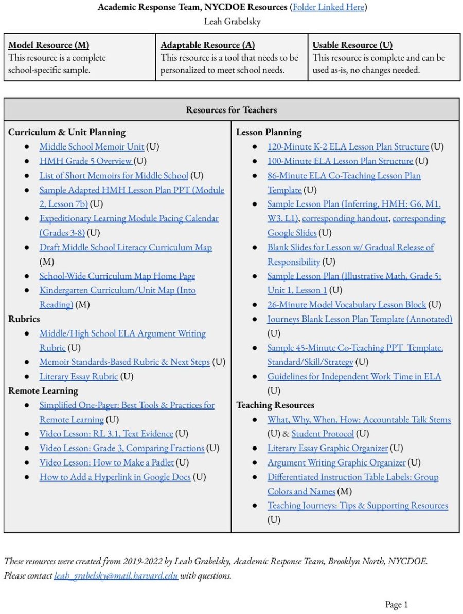 Curriculum and resource systems